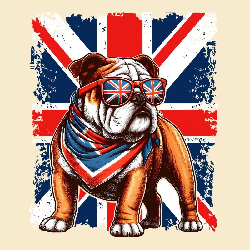 Bouledogue avec accessoires de drapeau britannique