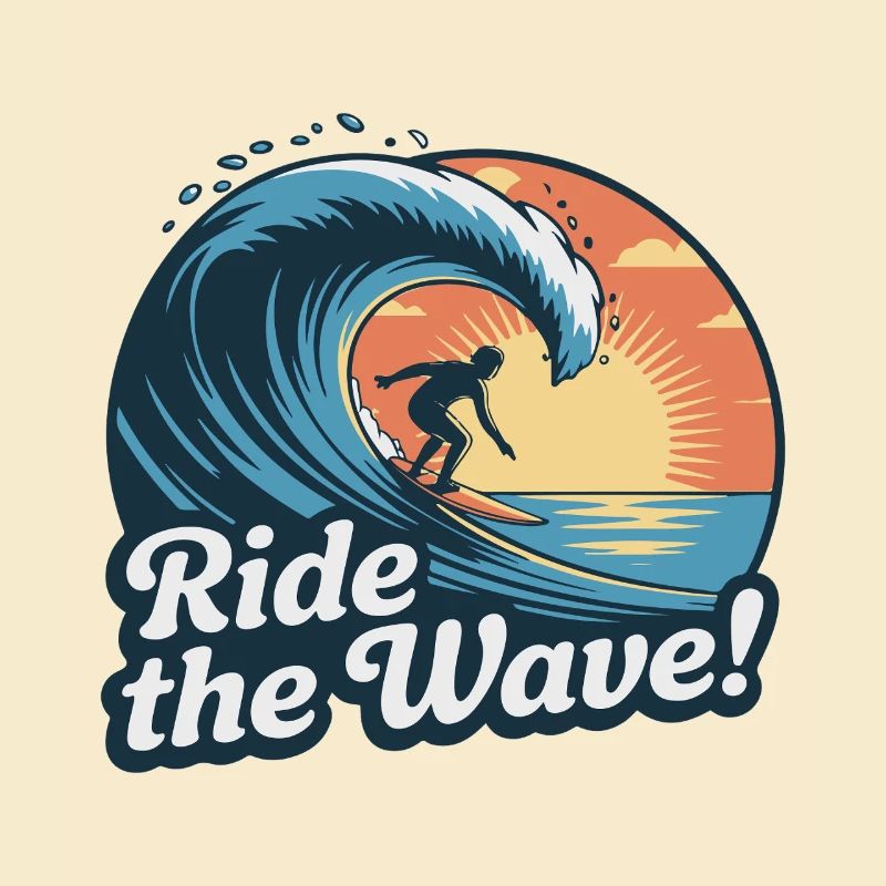 Conception de vagues de surf au coucher du soleil