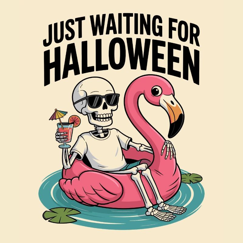 Sommerween: Warte Auf Halloween Mit Skelett