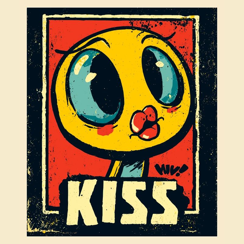 poussin de dessin animé avec une bouche de baiser