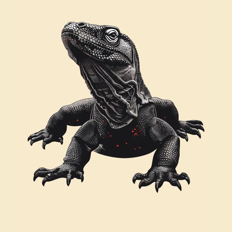 Dunkler Komodowaran Kunstdruck