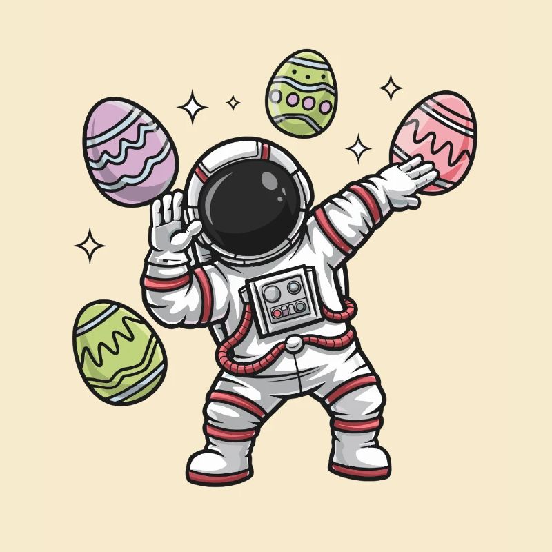 Astronaut Easter Egg Dance in Space