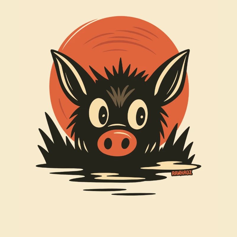 Dessin animé de cochons dans la boue
