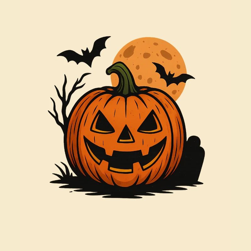 Pumpkin Face Halloween Moonlit Night