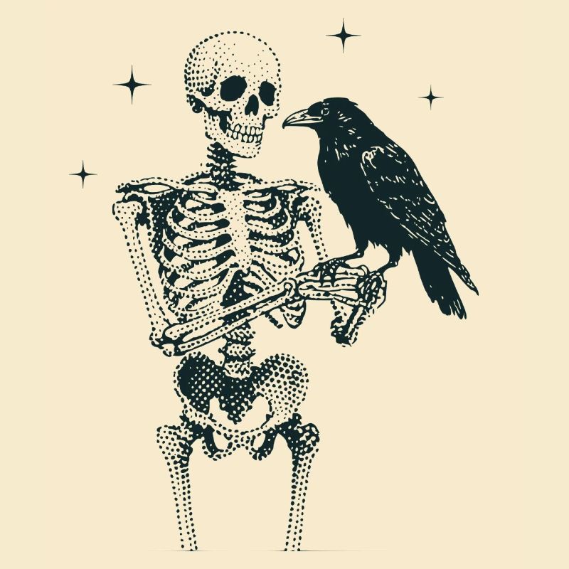 Skeleton with Raven