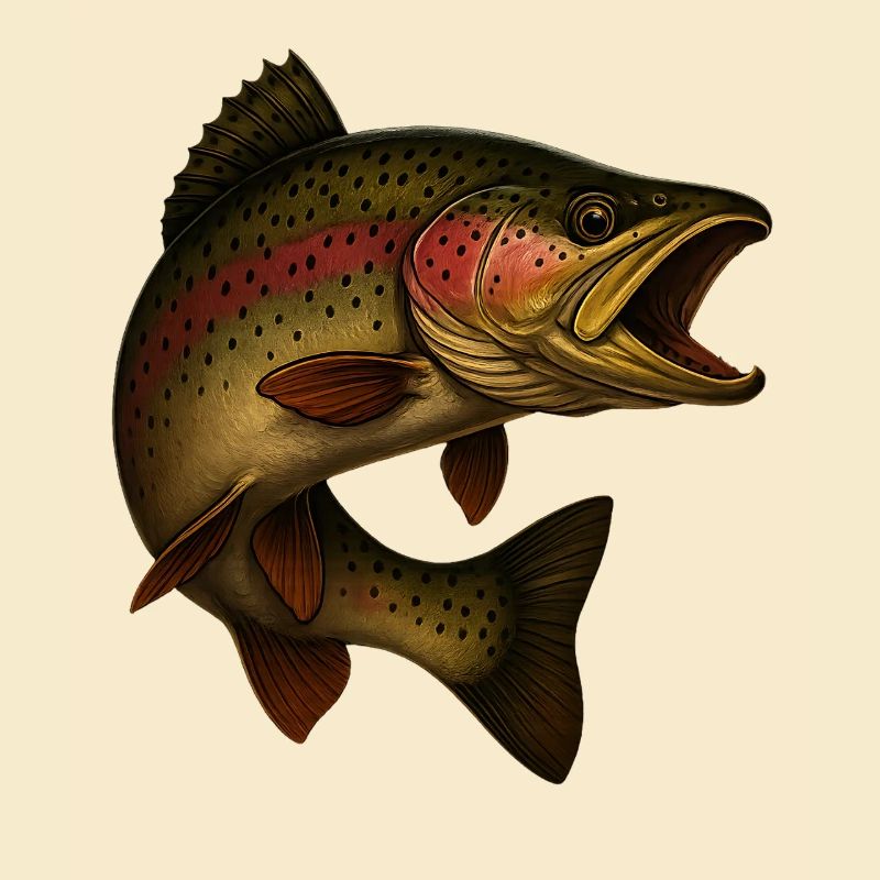 Fascinating rainbow trout illustration