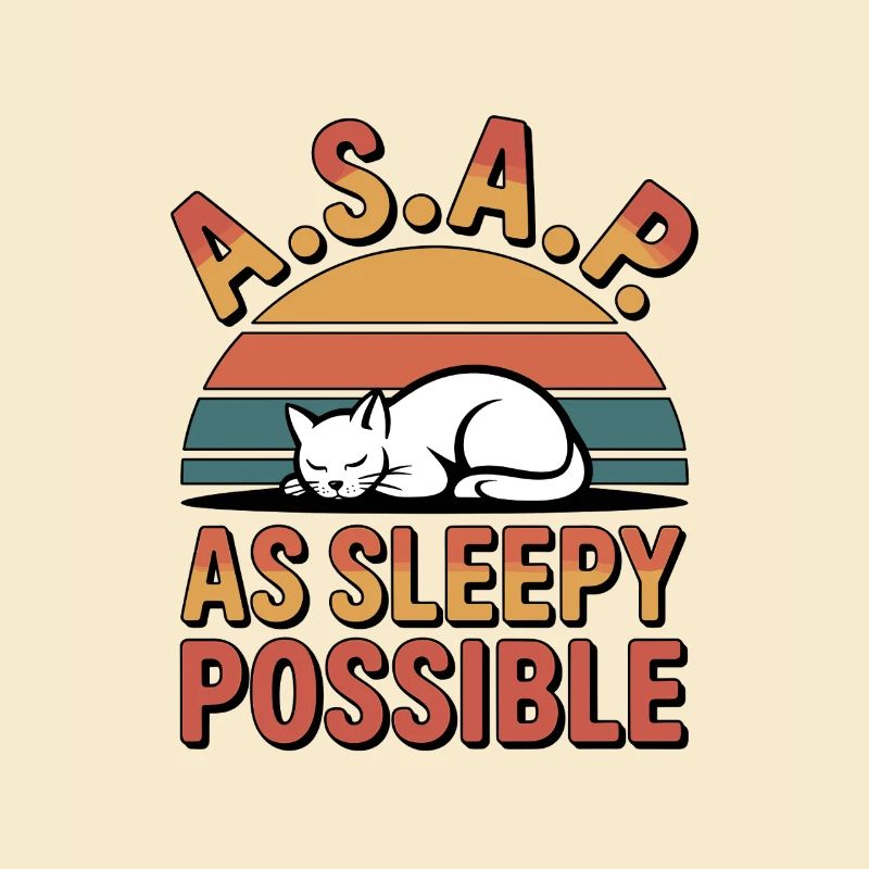 Asleep ASAP Cat Retro Sunset