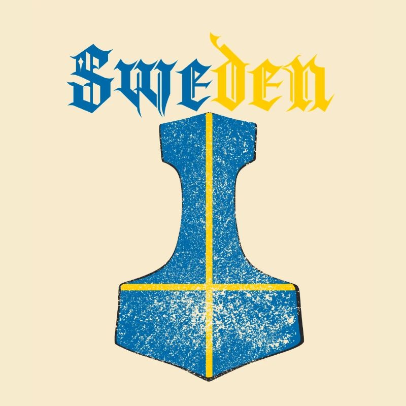 Sweden Flag – Mjölnir Thorhammer Design