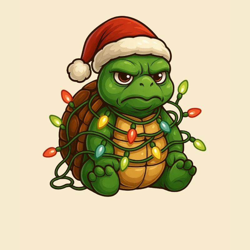 Grumpy Turtle Santa Hat Fairy Lights To