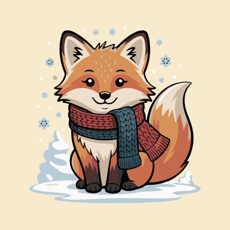Renard d’hiver avec écharpe