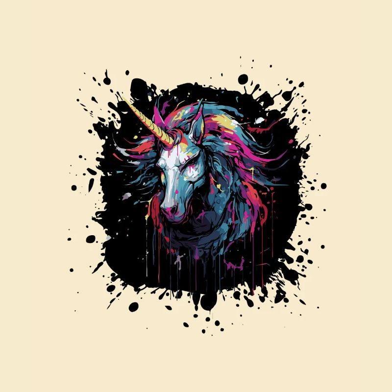 Farbsplatter Einhorn Kunst