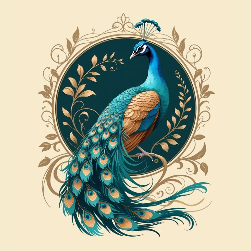 Peacock splendour in a gold frame