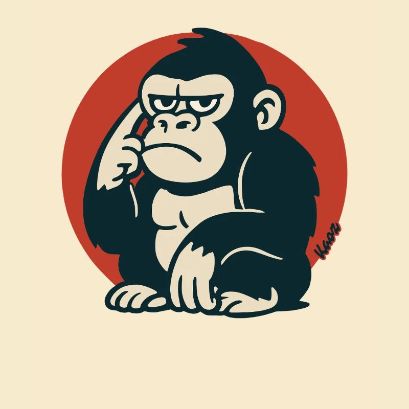 Singe pensif dans un style rétro