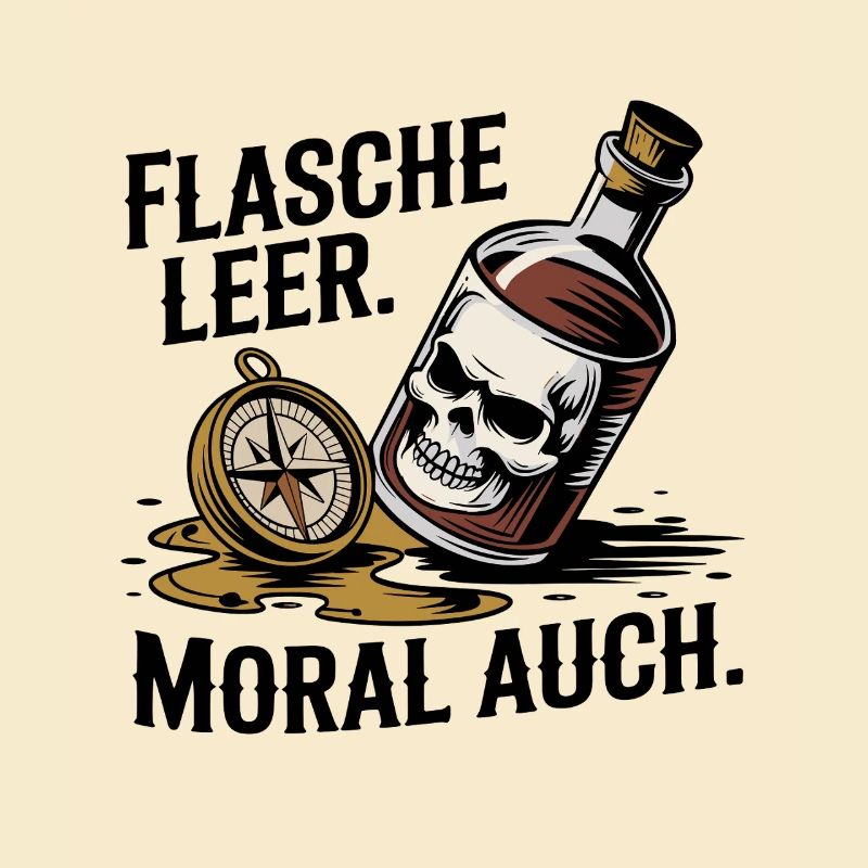 Bottle Empty Morale Also Skull Compass Alcohol