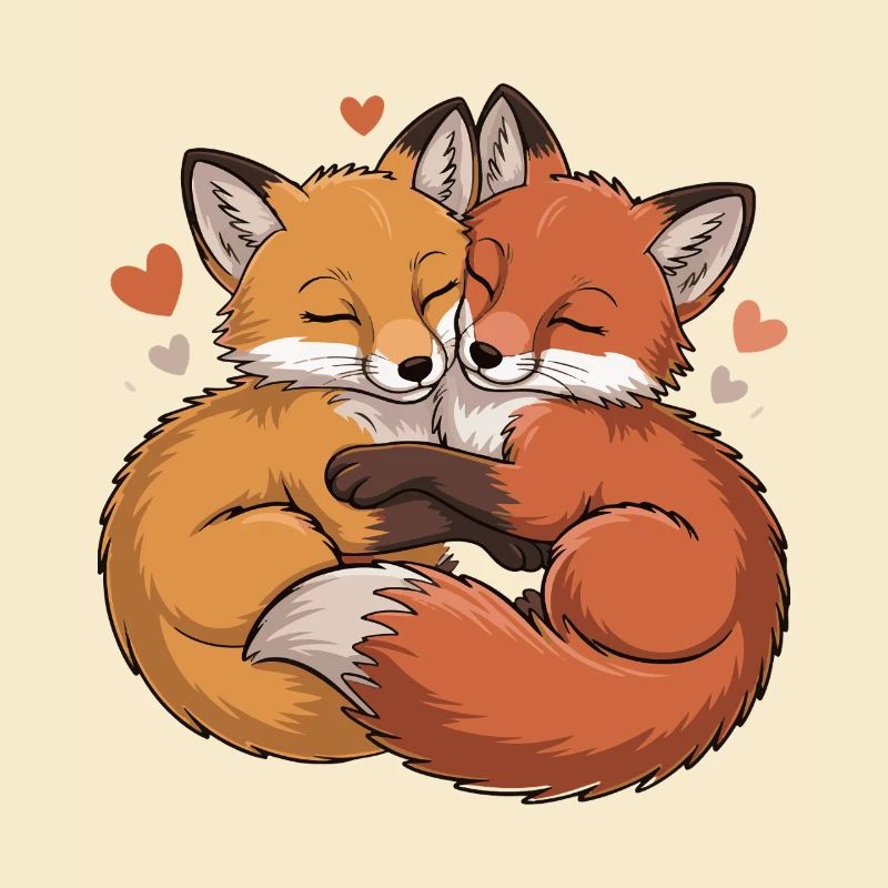 Two Foxes Hug