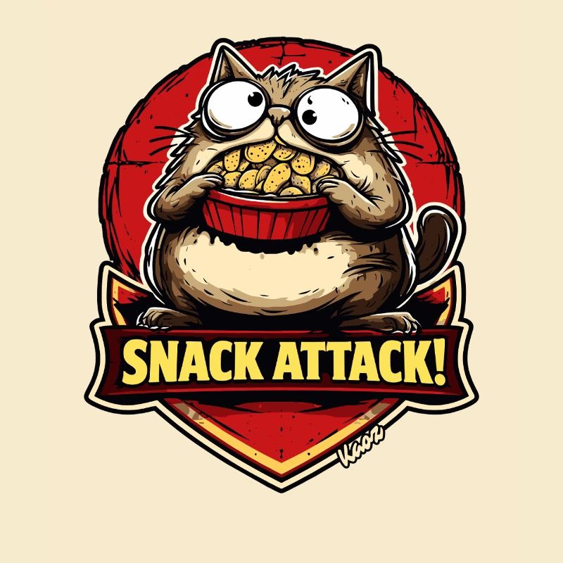 Snack attack cat with popcorn