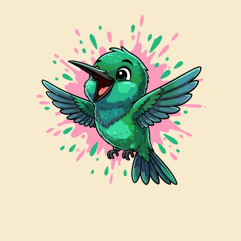Farbenfroher Kolibri mit Farbsplash