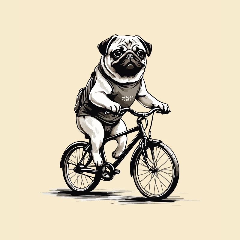 Radelnder Mops