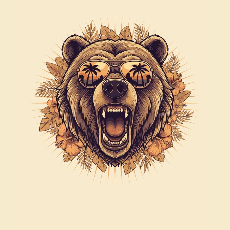 Tropical bear with sunglasses