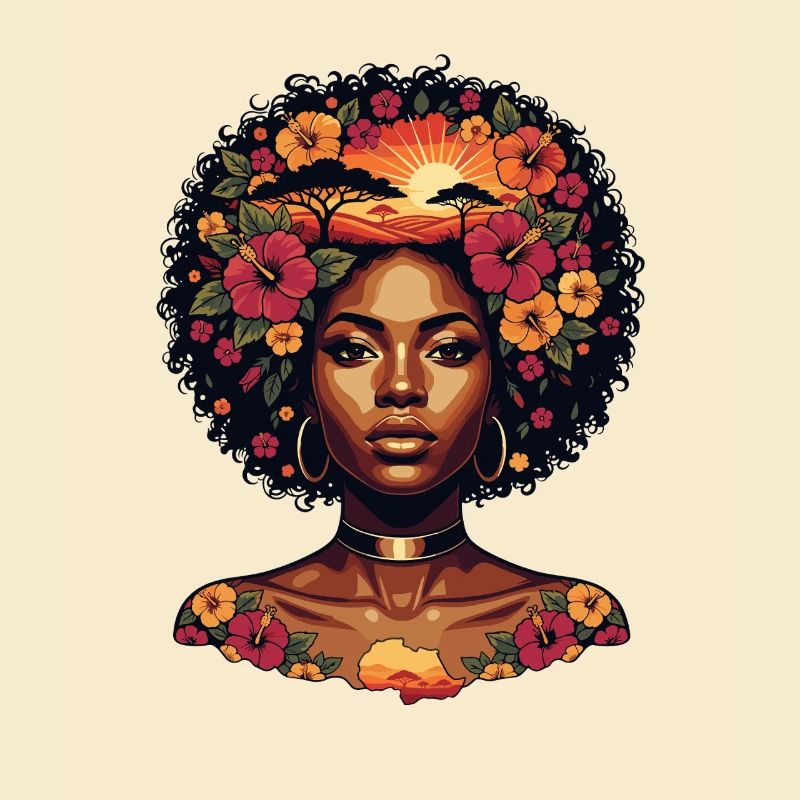 Portrait de fleurs afro Coucher de soleil