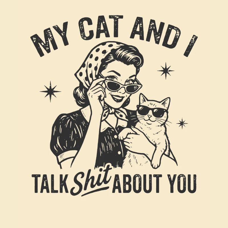 Katzengespräch im Retrostil Lästern Geschenk