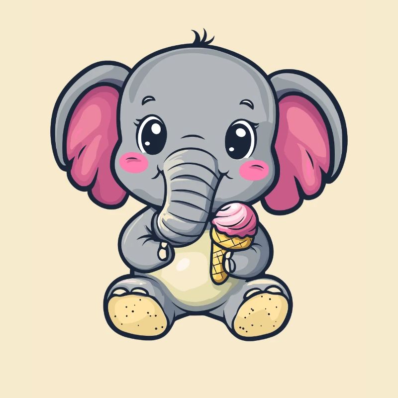 Petit éléphant en train de savourer une glace