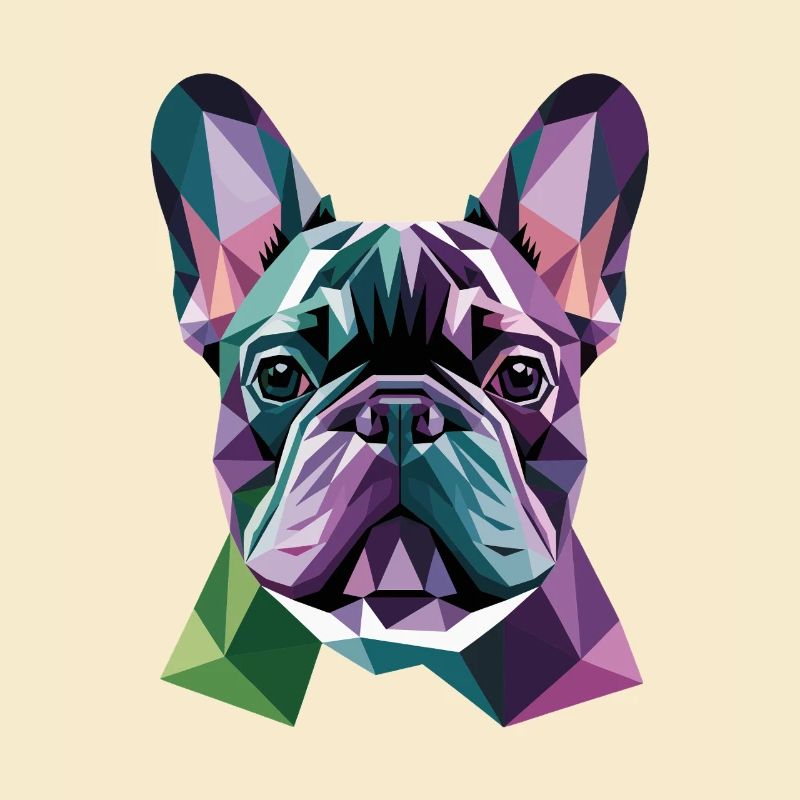 Bouledogue Français Low Poly Coloré Moderne