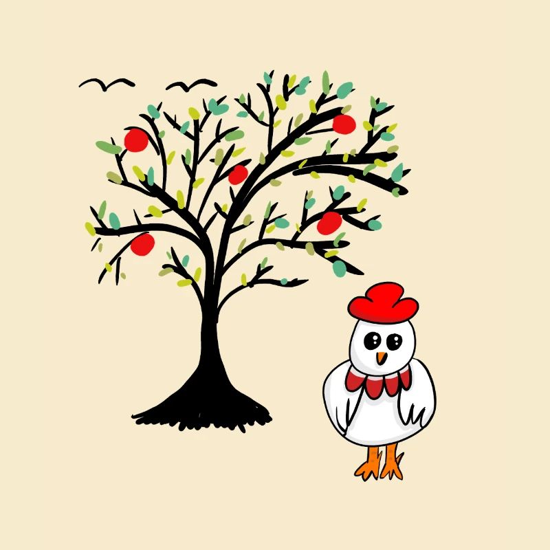 Apple Tree Chicken Hen Chickens Tree