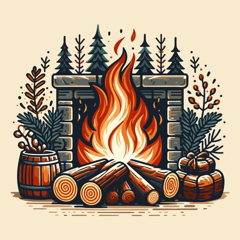 FIREPLACE FIREPLACE DECORATION WINTRY COZY