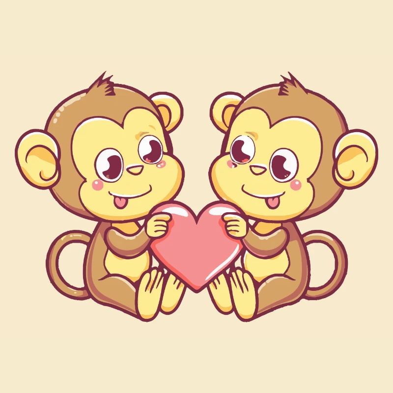 Monkey Comic Couple Love