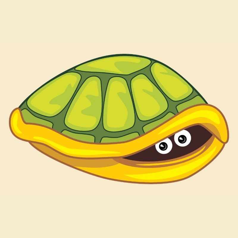 Funny scared turtle hide