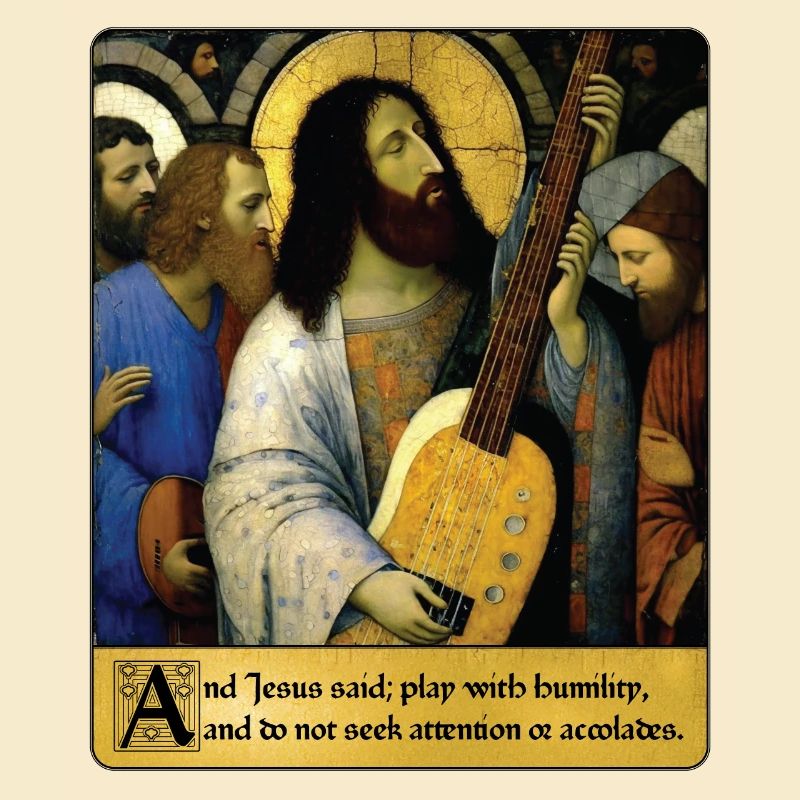 Jésus enseigne à jouer de la basse