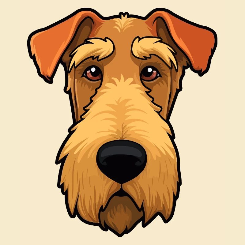 Airedale Terrier Head Cartoon Comic Hunde Liebe