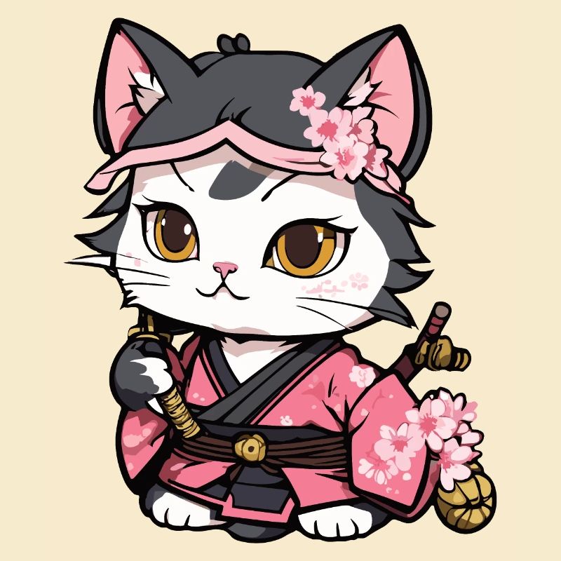 Samurai Katze & Kirschblüten #12