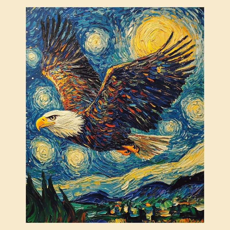Eagle Bird Van Gogh Style Starry Night