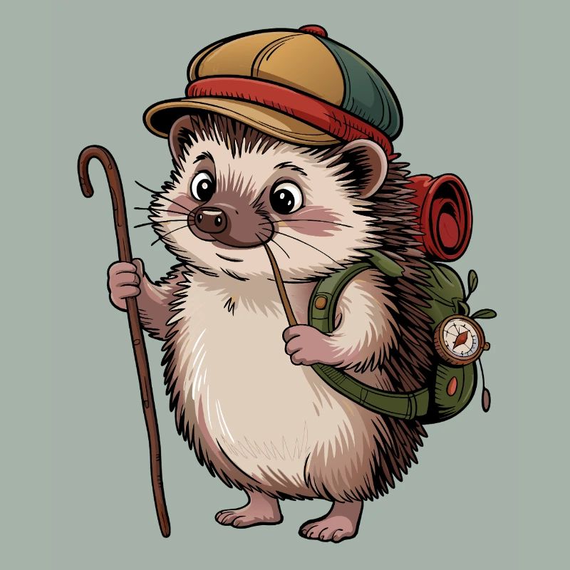 Hedgehog with backpack on the move