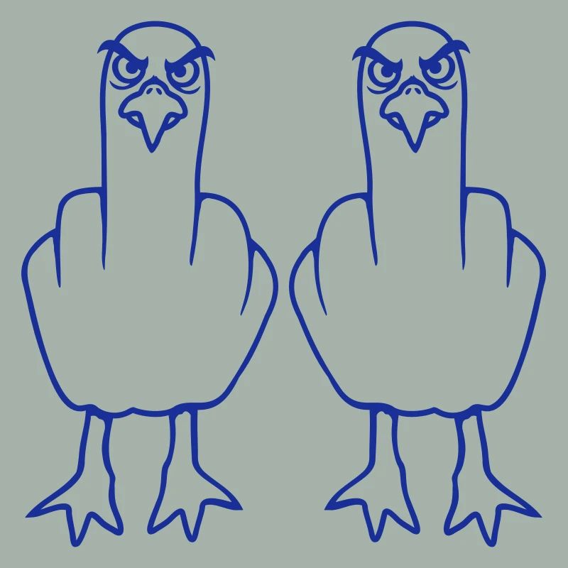 2 Möwen Mittelfinger Beleidigung Stinkefinger Team