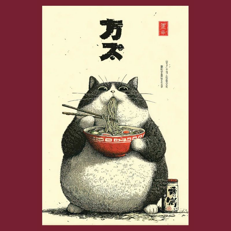 Chonky Cat Ramen Ukiyo-e