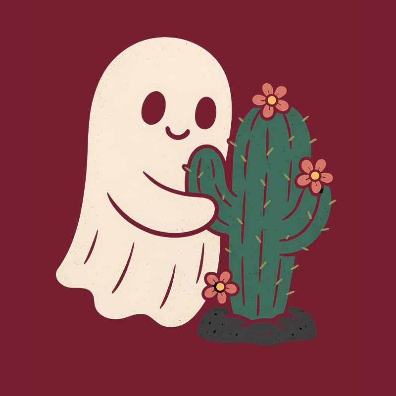 Fantôme étreignant les fleurs de cactus