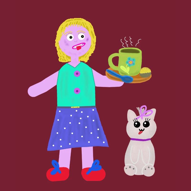 Fille joyeuse Café Praliné Chat