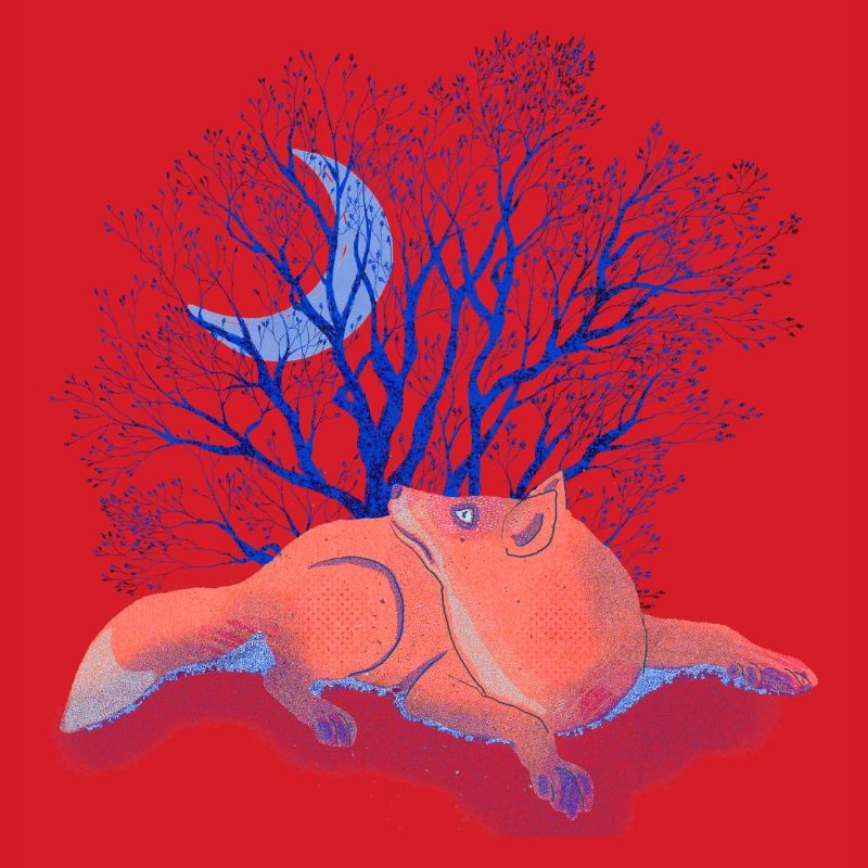 Moon Dreams Under Blue Tree