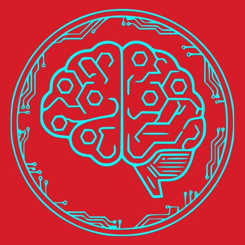 Cyber Brain AI Tech Circuit Vector