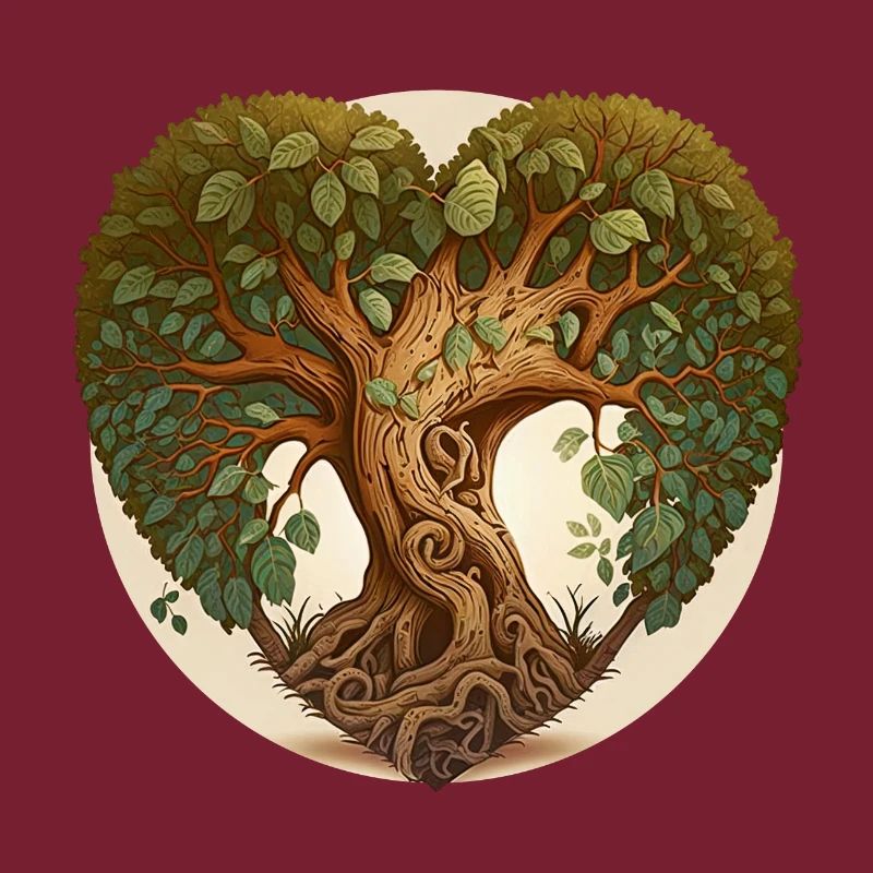 Baum in einer Herzform, Herzbaum mit Hintergrund
