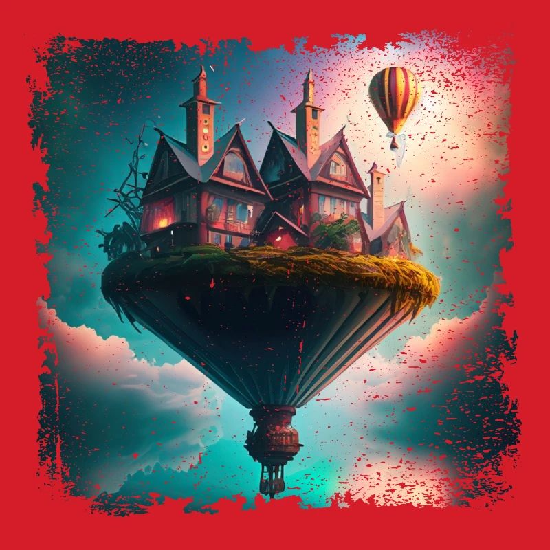 Fantasy schwebendes Dorf
