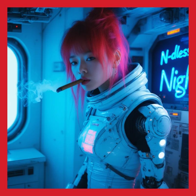 Space Soldier mit einer Zigarre
