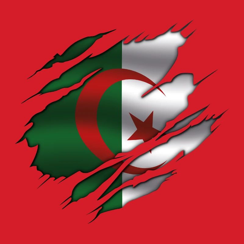 Drapeau de l’Algérie - Algérie - Drapeau déchiré