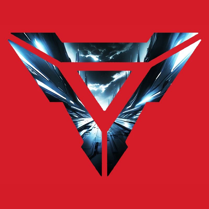 Futuristic Cyber Realm Triangular Design