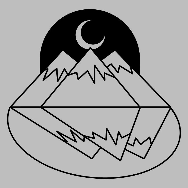 BOHO Moon mountains peaks and reflection