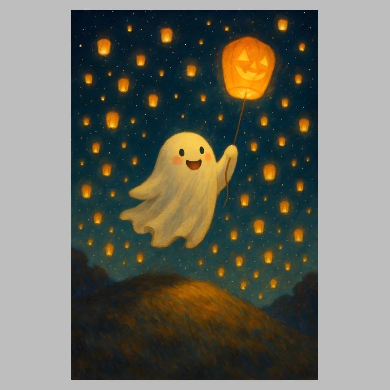Ghost with jack-o'-lantern