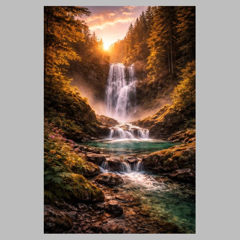 Wasserfall in der Abendsonne